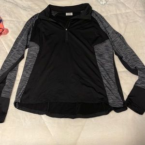 Black and heathered grey quarter zip
